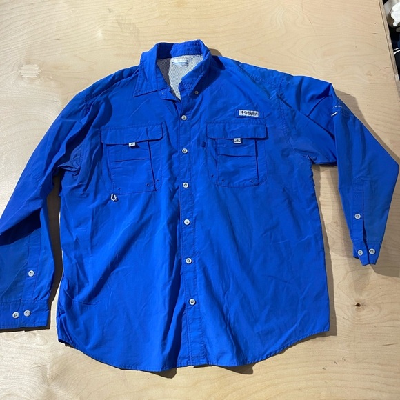 Columbia PFG Royal Blue Button-Up Shirt Large (NM) - Picture 2 of 11